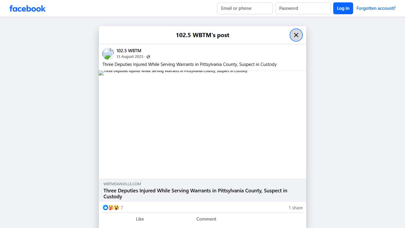 102.5 WBTM - Three Deputies Injured While Serving Warrants... Facebook